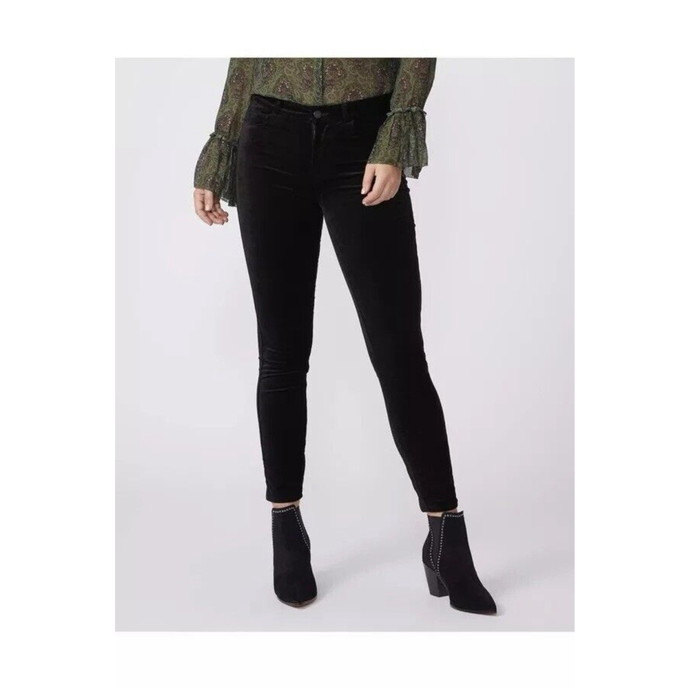 Paige Hoxton Velvet High Rise Ankle Pant Ultra Soft Luxe Black Overdye Size 29
